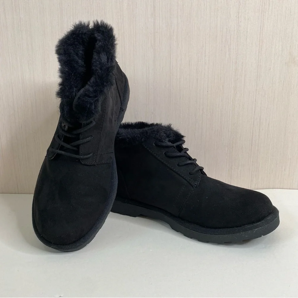 Makalu Women’s Kora Faux Fur Round Toe Lace Up Ankle Boots Size 7M